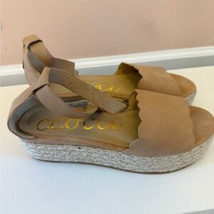 CCOCCI Tan Espadrille Flat Wedge Sandals